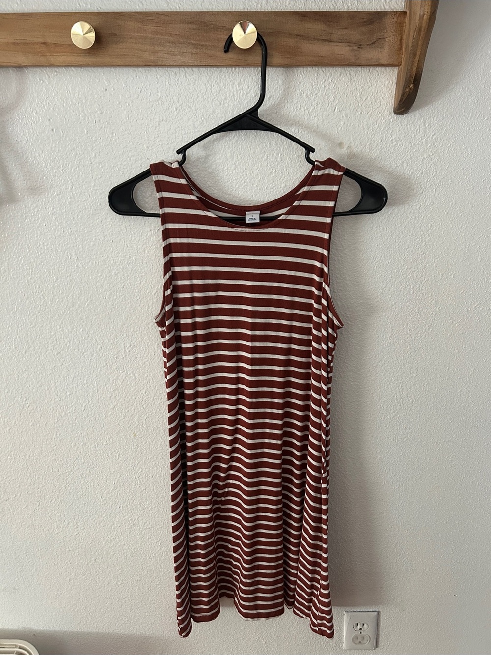 Old Navy Rust and White Striped Midi Dress